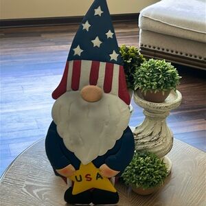NEW! Uncle Sam Patriotic Stars & Stripes Metal Holiday Gnome